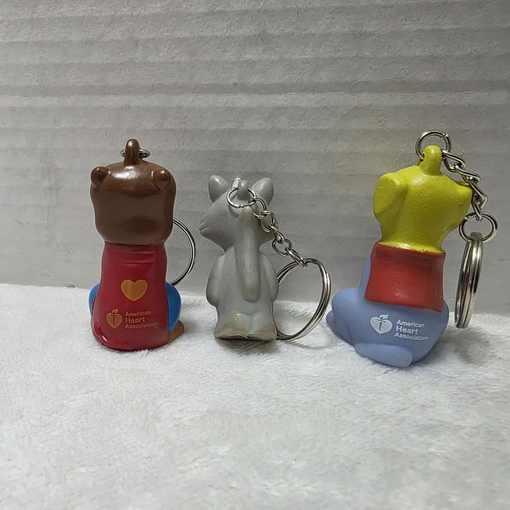 LOT OF 3 American Heart Association Crew Keychains‎ 2 Dogs And A Unicorn Fox